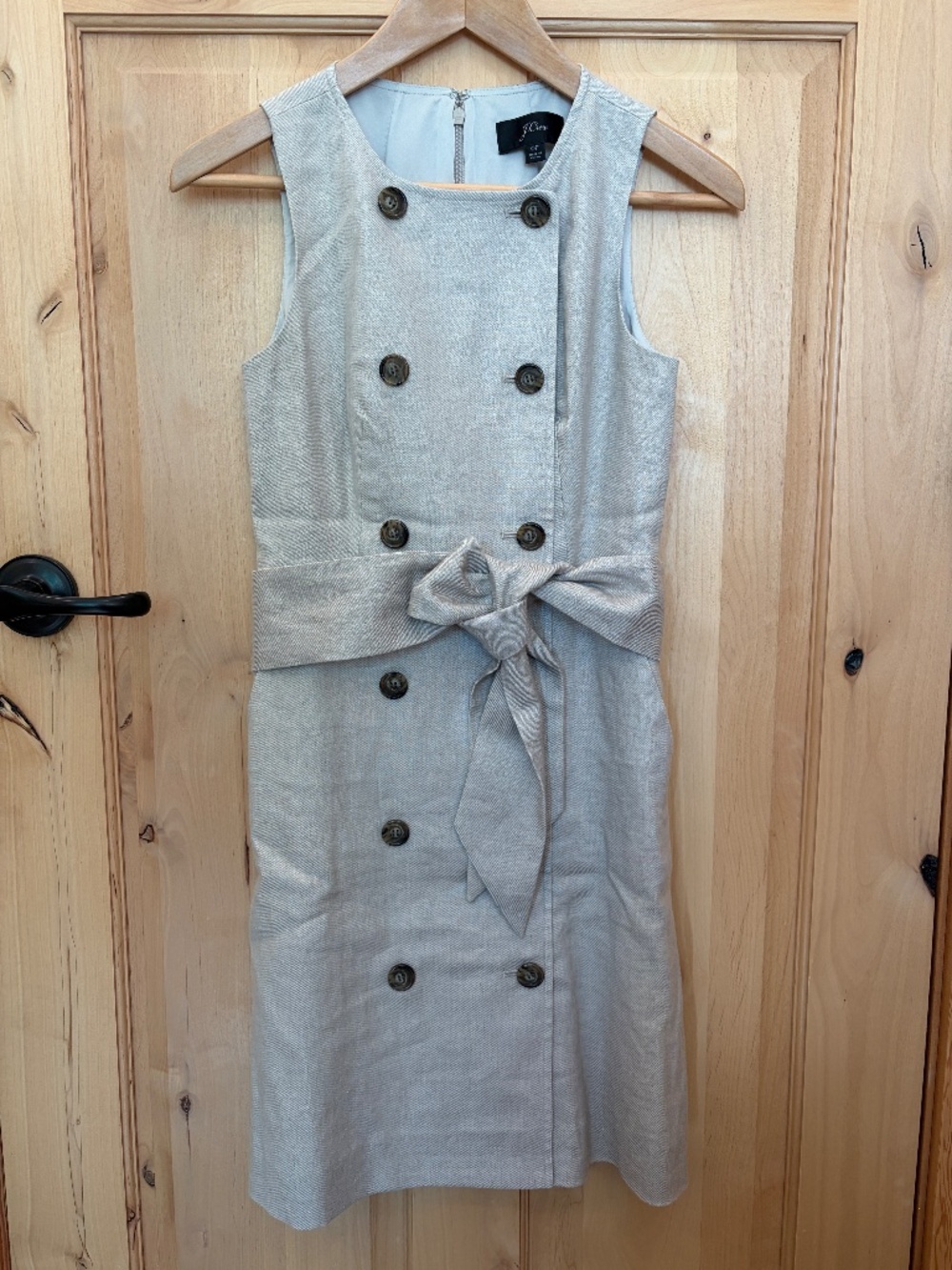 J.Crew Double Breasted Linen Blend Belted Shift Dress